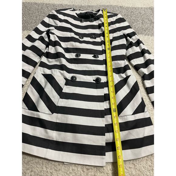Black Rivet Women's Small Double Breasted Striped Jacket Black White peacoat - Picture 6 of 12